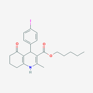 molecular formula C22H26INO3 B401983 Pentyl 4-(4-iodophenyl)-2-methyl-5-oxo-1,4,5,6,7,8-hexahydroquinoline-3-carboxylate 
