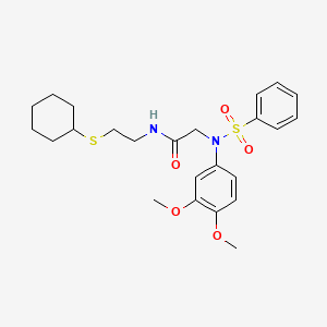 molecular formula C24H32N2O5S2 B4019831 N~1~-[2-(cyclohexylthio)ethyl]-N~2~-(3,4-dimethoxyphenyl)-N~2~-(phenylsulfonyl)glycinamide 