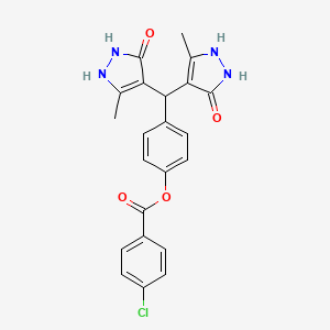 molecular formula C22H19ClN4O4 B4019867 4-[bis(5-hydroxy-3-methyl-1H-pyrazol-4-yl)methyl]phenyl 4-chlorobenzoate 