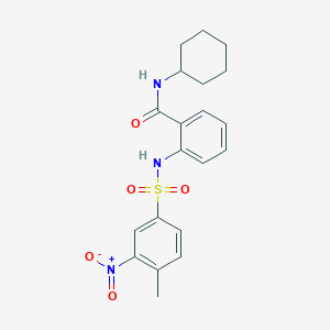 molecular formula C20H23N3O5S B4019868 N-cyclohexyl-2-{[(4-methyl-3-nitrophenyl)sulfonyl]amino}benzamide 