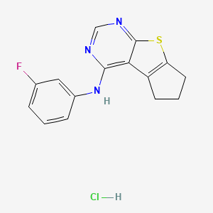 molecular formula C15H13ClFN3S B4019889 N-(3-fluorophenyl)-6,7-dihydro-5H-cyclopenta[4,5]thieno[2,3-d]pyrimidin-4-amine hydrochloride 