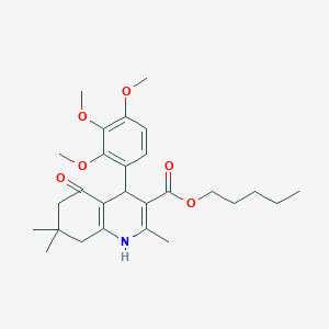 molecular formula C27H37NO6 B401992 Pentyl 2,7,7-trimethyl-5-oxo-4-(2,3,4-trimethoxyphenyl)-1,4,5,6,7,8-hexahydroquinoline-3-carboxylate 