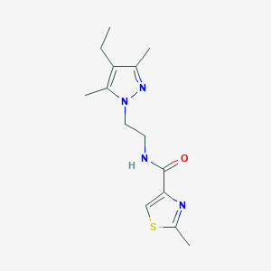 molecular formula C14H20N4OS B4019923 N-[2-(4-ethyl-3,5-dimethyl-1H-pyrazol-1-yl)ethyl]-2-methyl-1,3-thiazole-4-carboxamide 