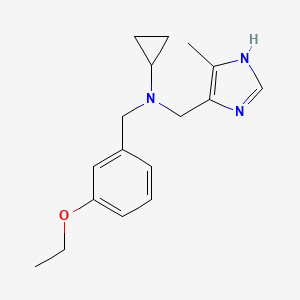 molecular formula C17H23N3O B4019924 N-(3-ethoxybenzyl)-N-[(4-methyl-1H-imidazol-5-yl)methyl]cyclopropanamine 