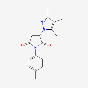 molecular formula C17H19N3O2 B4019932 1-(4-methylphenyl)-3-(3,4,5-trimethyl-1H-pyrazol-1-yl)-2,5-pyrrolidinedione 