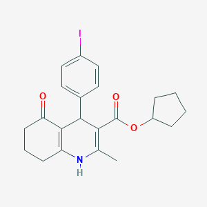 molecular formula C22H24INO3 B401994 Cyclopentyl 4-(4-iodophenyl)-2-methyl-5-oxo-1,4,5,6,7,8-hexahydro-3-quinolinecarboxylate 