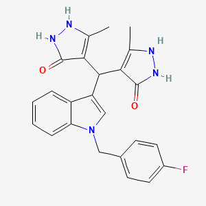 molecular formula C24H22FN5O2 B4019963 4,4'-{[1-(4-fluorobenzyl)-1H-indol-3-yl]methylene}bis(3-methyl-1H-pyrazol-5-ol) 