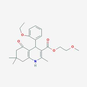 molecular formula C24H31NO5 B401998 2-(Methyloxy)ethyl 4-[2-(ethyloxy)phenyl]-2,7,7-trimethyl-5-oxo-1,4,5,6,7,8-hexahydroquinoline-3-carboxylate 