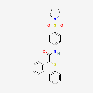 molecular formula C24H24N2O3S2 B4019983 2-phenyl-2-(phenylthio)-N-[4-(1-pyrrolidinylsulfonyl)phenyl]acetamide 