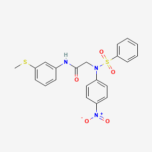 molecular formula C21H19N3O5S2 B4020021 N~1~-[3-(methylthio)phenyl]-N~2~-(4-nitrophenyl)-N~2~-(phenylsulfonyl)glycinamide 