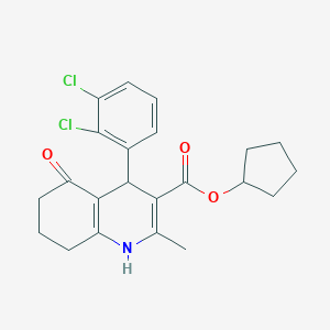 molecular formula C22H23Cl2NO3 B402003 Cyclopentyl 4-(2,3-dichlorophenyl)-2-methyl-5-oxo-1,4,5,6,7,8-hexahydroquinoline-3-carboxylate 