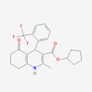 molecular formula C23H24F3NO3 B402005 Cyclopentyl 2-methyl-5-oxo-4-[2-(trifluoromethyl)phenyl]-1,4,5,6,7,8-hexahydro-3-quinolinecarboxylate 