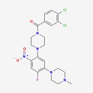 molecular formula C22H24Cl2FN5O3 B4020061 1-(3,4-dichlorobenzoyl)-4-[4-fluoro-5-(4-methyl-1-piperazinyl)-2-nitrophenyl]piperazine 