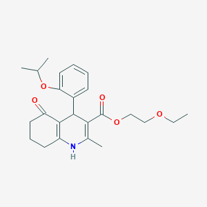 molecular formula C24H31NO5 B402008 2-(Ethyloxy)ethyl 2-methyl-4-{2-[(1-methylethyl)oxy]phenyl}-5-oxo-1,4,5,6,7,8-hexahydroquinoline-3-carboxylate 