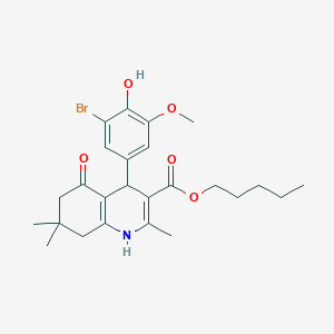 molecular formula C25H32BrNO5 B402011 Pentyl 4-(3-bromo-4-hydroxy-5-methoxyphenyl)-2,7,7-trimethyl-5-oxo-1,4,5,6,7,8-hexahydroquinoline-3-carboxylate 