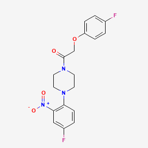 molecular formula C18H17F2N3O4 B4020111 1-(4-fluoro-2-nitrophenyl)-4-[(4-fluorophenoxy)acetyl]piperazine 