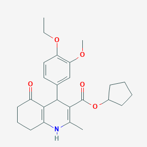molecular formula C25H31NO5 B402016 Cyclopentyl 4-(4-ethoxy-3-methoxyphenyl)-2-methyl-5-oxo-1,4,5,6,7,8-hexahydroquinoline-3-carboxylate 