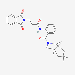 molecular formula C28H31N3O4 B4020165 3-(1,3-dioxo-1,3-dihydro-2H-isoindol-2-yl)-N-{2-[(1,3,3-trimethyl-6-azabicyclo[3.2.1]oct-6-yl)carbonyl]phenyl}propanamide 