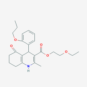 molecular formula C24H31NO5 B402018 2-Ethoxyethyl 2-methyl-5-oxo-4-(2-propoxyphenyl)-1,4,5,6,7,8-hexahydro-3-quinolinecarboxylate 