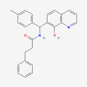 molecular formula C26H24N2O2 B4020192 N-[(8-hydroxy-7-quinolinyl)(4-methylphenyl)methyl]-3-phenylpropanamide 