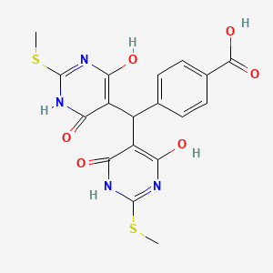 molecular formula C18H16N4O6S2 B4020203 4-{bis[4,6-dihydroxy-2-(methylthio)-5-pyrimidinyl]methyl}benzoic acid 
