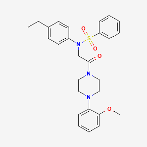 molecular formula C27H31N3O4S B4020226 N-(4-ethylphenyl)-N-{2-[4-(2-methoxyphenyl)-1-piperazinyl]-2-oxoethyl}benzenesulfonamide 