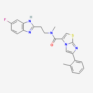 molecular formula C23H20FN5OS B4020273 N-[2-(5-fluoro-1H-benzimidazol-2-yl)ethyl]-N-methyl-6-(2-methylphenyl)imidazo[2,1-b][1,3]thiazole-3-carboxamide 