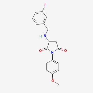 molecular formula C18H17FN2O3 B4020296 3-[(3-fluorobenzyl)amino]-1-(4-methoxyphenyl)-2,5-pyrrolidinedione 