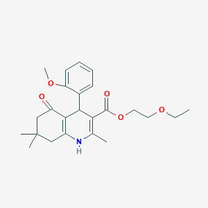 molecular formula C24H31NO5 B402030 2-(Ethyloxy)ethyl 2,7,7-trimethyl-4-[2-(methyloxy)phenyl]-5-oxo-1,4,5,6,7,8-hexahydroquinoline-3-carboxylate 