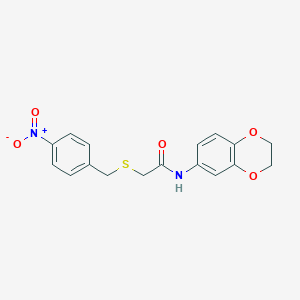 molecular formula C17H16N2O5S B4020315 N-(2,3-dihydro-1,4-benzodioxin-6-yl)-2-[(4-nitrobenzyl)thio]acetamide 