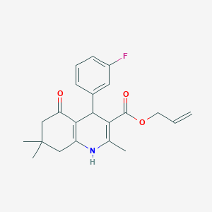 molecular formula C22H24FNO3 B402033 Prop-2-en-1-yl 4-(3-fluorophenyl)-2,7,7-trimethyl-5-oxo-1,4,5,6,7,8-hexahydroquinoline-3-carboxylate 