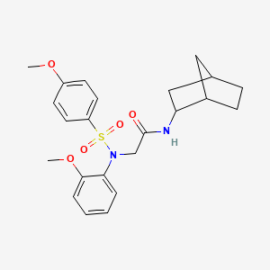 molecular formula C23H28N2O5S B4020342 N~1~-bicyclo[2.2.1]hept-2-yl-N~2~-(2-methoxyphenyl)-N~2~-[(4-methoxyphenyl)sulfonyl]glycinamide 