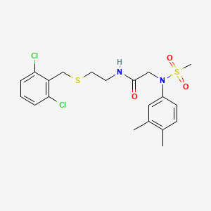 molecular formula C20H24Cl2N2O3S2 B4020387 N~1~-{2-[(2,6-dichlorobenzyl)thio]ethyl}-N~2~-(3,4-dimethylphenyl)-N~2~-(methylsulfonyl)glycinamide 