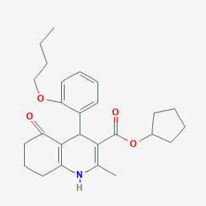 molecular formula C26H33NO4 B402040 Cyclopentyl 4-[2-(butyloxy)phenyl]-2-methyl-5-oxo-1,4,5,6,7,8-hexahydroquinoline-3-carboxylate 