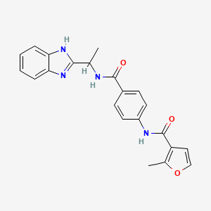 molecular formula C22H20N4O3 B4020429 N-[4-({[1-(1H-benzimidazol-2-yl)ethyl]amino}carbonyl)phenyl]-2-methyl-3-furamide 