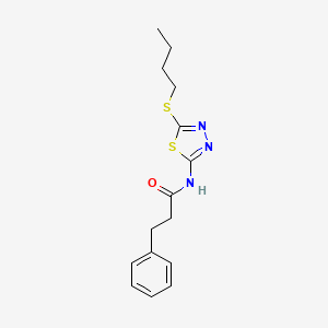 molecular formula C15H19N3OS2 B4020464 N-[5-(butylthio)-1,3,4-thiadiazol-2-yl]-3-phenylpropanamide 