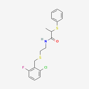 molecular formula C18H19ClFNOS2 B4020508 N-{2-[(2-chloro-6-fluorobenzyl)thio]ethyl}-2-(phenylthio)propanamide 