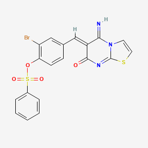 2-bromo-4-[(5-imino-7-oxo-5H-[1,3]thiazolo[3,2-a]pyrimidin-6(7H)-ylidene)methyl]phenyl benzenesulfonate