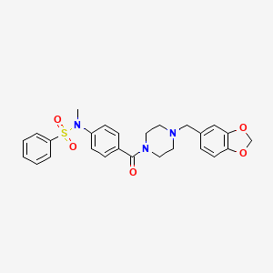 molecular formula C26H27N3O5S B4020551 N-(4-{[4-(1,3-benzodioxol-5-ylmethyl)-1-piperazinyl]carbonyl}phenyl)-N-methylbenzenesulfonamide 