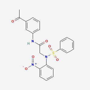 molecular formula C22H19N3O6S B4020552 N~1~-(3-乙酰基苯基)-N~2~-(2-硝基苯基)-N~2~-(苯磺酰基)甘氨酰胺 