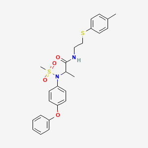 molecular formula C25H28N2O4S2 B4020561 N~1~-{2-[(4-methylphenyl)thio]ethyl}-N~2~-(methylsulfonyl)-N~2~-(4-phenoxyphenyl)alaninamide 