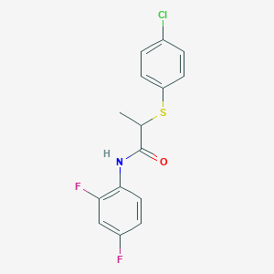 molecular formula C15H12ClF2NOS B4020564 2-[(4-chlorophenyl)thio]-N-(2,4-difluorophenyl)propanamide 