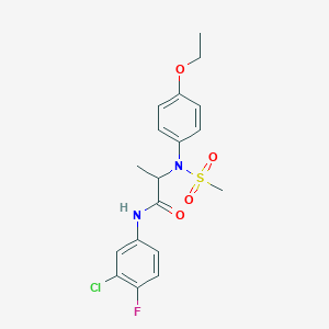 molecular formula C18H20ClFN2O4S B4020580 N~1~-(3-chloro-4-fluorophenyl)-N~2~-(4-ethoxyphenyl)-N~2~-(methylsulfonyl)alaninamide 