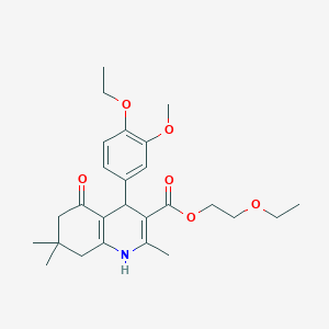 2-Ethoxyethyl 4-(4-ethoxy-3-methoxyphenyl)-2,7,7-trimethyl-5-oxo-1,4,5,6,7,8-hexahydroquinoline-3-carboxylate