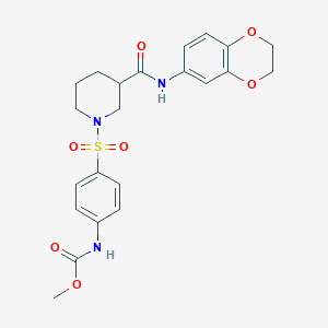 molecular formula C22H25N3O7S B4020631 methyl [4-({3-[(2,3-dihydro-1,4-benzodioxin-6-ylamino)carbonyl]-1-piperidinyl}sulfonyl)phenyl]carbamate 