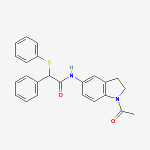 molecular formula C24H22N2O2S B4020648 N-(1-acetyl-2,3-dihydro-1H-indol-5-yl)-2-phenyl-2-(phenylthio)acetamide 