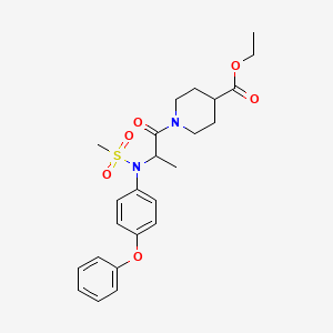 molecular formula C24H30N2O6S B4020695 1-[N-(甲基磺酰基)-N-(4-苯氧基苯基)丙氨酰]-4-哌啶羧酸乙酯 