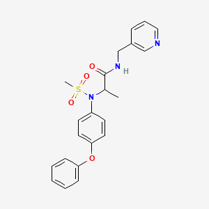 molecular formula C22H23N3O4S B4020698 N~2~-(methylsulfonyl)-N~2~-(4-phenoxyphenyl)-N~1~-(3-pyridinylmethyl)alaninamide 