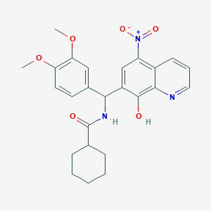 molecular formula C25H27N3O6 B4020707 N-[(3,4-dimethoxyphenyl)(8-hydroxy-5-nitro-7-quinolinyl)methyl]cyclohexanecarboxamide 