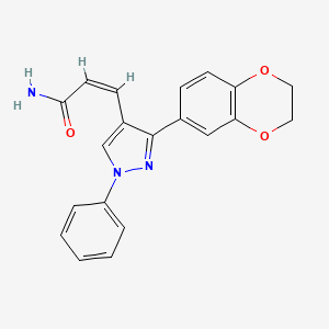 molecular formula C20H17N3O3 B4020757 3-[3-(2,3-dihydro-1,4-benzodioxin-6-yl)-1-phenyl-1H-pyrazol-4-yl]acrylamide 